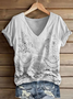 Women's Short Sleeve T-shirt Summer Pink Floral Printing V Neck Daily Going Out Casual Top