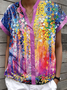 Women's V-Neck Button-Down Short-Sleeved Shirt