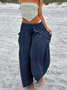 Women's  Elastic Waist H-Line Harem Pants Daily Going Out Pants Green Casual Split Joint Plain Spring/Fall Pants