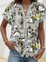 Women's V-Neck Button-Down Short-Sleeved Shirt