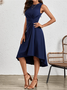 Women's Sleeveless Summer Red Plain Split Joint Crew Neck Daily Going Out Vintage Midi A-Line Tank Dress