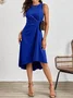 Women's Sleeveless Summer Red Plain Split Joint Crew Neck Daily Going Out Vintage Midi A-Line Tank Dress