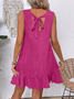 Cotton Plain Simple Crew Neck Dress With No