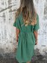 Vintage Notched Loose Dress With No