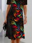 Women's Short Sleeve Summer Black Abstract Printing Crew Neck Daily Going Out Vintage Midi H-Line Tunic Dress