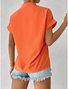 Women's V-neck button-down short-sleeved shirt