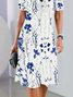 Women's Short Sleeve Summer White Floral Printing Crew Neck Daily Going Out Vintage Midi H-Line Tunic Dress