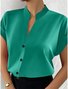 Women's V-neck button-down short-sleeved shirt