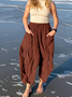 Women's  Elastic Waist H-Line Harem Pants Daily Going Out Pants Green Casual Split Joint Plain Spring/Fall Pants