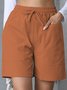 Plain Lace-Up Simple Regular Fit Shorts