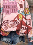 Loose Vintage Pop Art Print Sweatshirt