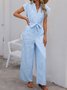 Women's H-Line Overall V Neck Daily Going Out Casual Lace-up Striped Summer Long Jumpsuit Romper