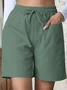 Plain Lace-Up Simple Regular Fit Shorts
