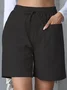 Plain Lace-Up Simple Regular Fit Shorts