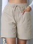 Plain Lace-Up Simple Regular Fit Shorts