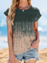 Women's Short Sleeve T-shirt Summer Black Floral Printing Crew Neck Daily Going Out Casual Top