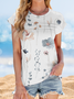 Women's Short Sleeve T-shirt Summer Black Floral Printing Crew Neck Daily Going Out Casual Top
