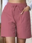 Plain Lace-Up Simple Regular Fit Shorts