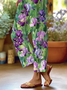 Women's  H-Line Baggy Pants Daily Going Out Pants Green Casual Printing Floral Spring/Fall Pants