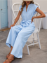 Women's H-Line Overall V Neck Daily Going Out Casual Lace-up Striped Summer Long Jumpsuit Romper
