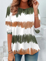 Women's Abstract Spring Print Casual Round Neck Long Sleeve Tunic T-Shirt