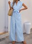 Women's H-Line Overall V Neck Daily Going Out Casual Lace-up Striped Summer Long Jumpsuit Romper