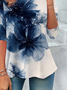 Women's Floral Print Casual Crew Neck Long Sleeve Tunic Waist Tee