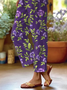 Women's  H-Line Baggy Pants Daily Going Out Pants Purple Casual Printing Floral Spring/Fall Pants