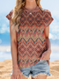 Women's Short Sleeve T-shirt Summer Black Floral Printing Crew Neck Daily Going Out Casual Top