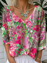 Print Casual V Neck Long Sleeve T-Shirt