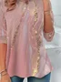 Women's Abstract Spring Print Casual Round Neck Long Sleeve Tunic T-Shirt