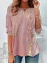 Women's Abstract Spring Print Casual Round Neck Long Sleeve Tunic T-Shirt