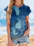 Women's Short Sleeve T-shirt Summer Black Floral Printing Crew Neck Daily Going Out Casual Top