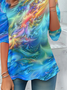 Women's Abstract Print Casual Round Neck Long Sleeve Tunic T-Shirt