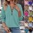 Women's Solid Color Long Sleeve Front Center Zipper Sweatshirt