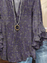 Women's Half Sleeve Shirt Summer Purple Floral Printing V Neck Daily Going Out Casual Top
