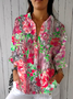 Women's Retro Printed Mid-Sleeve Shirt