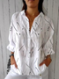 Women's Simple Abstract Polka Dot Striped Mid-Sleeve Shirt