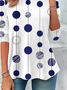 Women's Polka Dot Print Casual Round Neck Long Sleeve Tunic T-Shirt