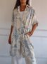 Women's Half Sleeve Summer White Floral Split Joint Stand Collar Daily Going Out Vintage Midi A-Line Tank Dress