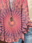 Women's Half Sleeve Shirt Summer Pink Tie-Dye Pattern Printing V Neck Daily Going Out Casual Top