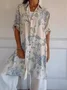 Women's Half Sleeve Summer White Floral Split Joint Stand Collar Daily Going Out Vintage Midi A-Line Tank Dress