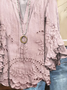 Women's Half Sleeve Shirt Summer Pink Floral Printing V Neck Daily Going Out Casual Top