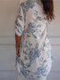 Women's Half Sleeve Summer White Floral Split Joint Stand Collar Daily Going Out Vintage Midi A-Line Tank Dress