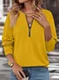 Women's Solid Color Long Sleeve Front Center Zipper Sweatshirt