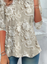 Women's Floral Print Casual Crew Neck Long Sleeve Tunic Waist Tee