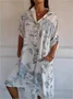 Women's Half Sleeve Summer White Floral Split Joint Stand Collar Daily Going Out Vintage Midi A-Line Tank Dress