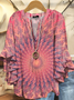 Women's Half Sleeve Shirt Summer Pink Tie-Dye Pattern Printing V Neck Daily Going Out Casual Top