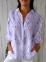 Women's Simple Abstract Polka Dot Striped Mid-Sleeve Shirt