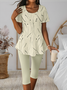 Abstract Polka Dots Crew Neck Casual Two-Piece Set